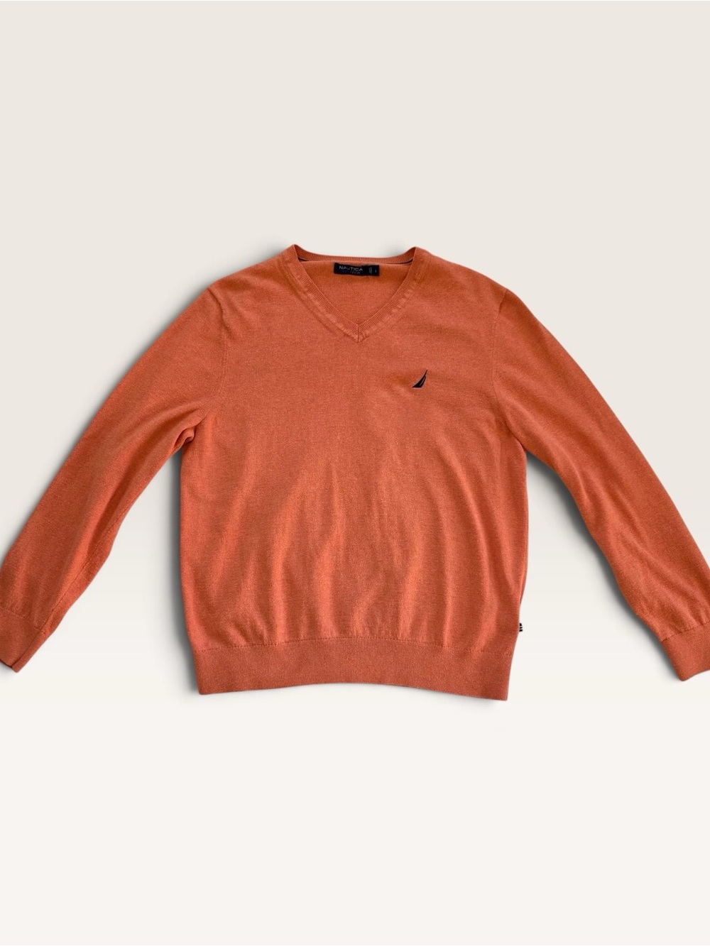 Nautica Navtech Men’s Large Burnt Orange V-Neck Sweater
